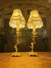 Load image into Gallery viewer, Antique Louis XV Style Bedside Lamps, Pair Table Lamps, French Ormolu Bronze
