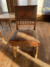 Load image into Gallery viewer, 3 Antique 19th Century Spanish Renaissance Leather & Walnut Chairs, Brass Studs