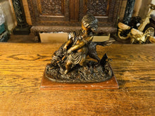 Load image into Gallery viewer, A.J Peiffer (French, 1832-1886) Bronze Group Of Putto With A Setter On Marble
