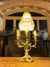 Load image into Gallery viewer, Antique Louis XVI Style French Gilded Bronze Candleabra Table Lamp, Rococo