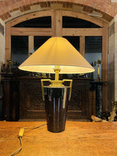 Load image into Gallery viewer, Vintage French Modernist Baluster Urn Table Lamp, Blue & Real Gold