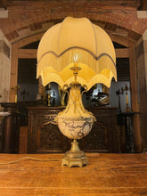 Load image into Gallery viewer, Antique 19th C French Ormolu Bronze & Marble Table Lamp, Rams Head Decoration