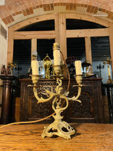 Load image into Gallery viewer, Antique Louis XVI Style French Gilded Bronze Candleabra Table Lamp, Rococo