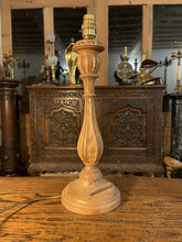 Load image into Gallery viewer, Rustic French Farmhouse Chic Table Lamp, Antique Pitch Pine Lamp