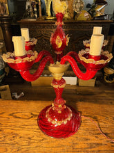 Load image into Gallery viewer, Large Handblown Murano Glass Candleabra Table Lamp By ‘Barovier & Toso’