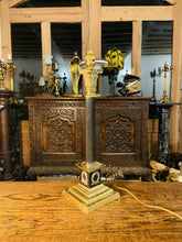 Load image into Gallery viewer, Antique English Brass Corinthian Table Lamp, Rewired, (Pair Available)