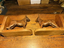 Load image into Gallery viewer, Antique Hand Carved English Oak Dog Bookends, Arts & Crafts