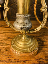 Load image into Gallery viewer, Antique Solid Brass Gimbal Ships Table Lamp, British Navy, Rail Carriage Light