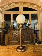 Load image into Gallery viewer, Vintage Art Deco Bakelite & Opaline Glass Globe Table Lamp