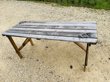 Load image into Gallery viewer, VINTAGE RUSTIC FOLDING PINE TRESTLE TABLE WEDDING EVENT KITCHEN DINING DESK 6ft