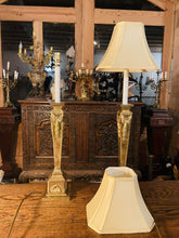 Load image into Gallery viewer, Pair of Imposing Large Brass Neo-Classical Table Lamps With Shades