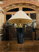 Load image into Gallery viewer, Vintage French Modernist Baluster Urn Table Lamp, Blue & Real Gold