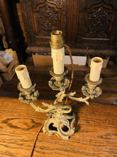 Load image into Gallery viewer, Antique Louis XVI Style French Gilded Bronze Candleabra Table Lamp, Rococo