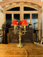 Load image into Gallery viewer, LOUIS XV STYLE GILT BRONZE ROCOCO CANDELABRA TABLE LAMP, C 1860