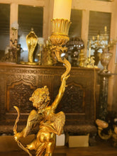 Load image into Gallery viewer, Antique 19th Century Cherub ‘Eros’ Solid Bronze Table Lamp