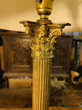 Load image into Gallery viewer, Antique 19th C English Brass Corinthian Table Lamp, Rewired