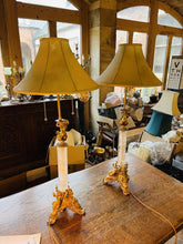 Load image into Gallery viewer, Pair Of Gilt Bronze & Rock Crystal Table Lamp, French Napoleon III Style