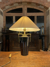 Load image into Gallery viewer, Vintage French Modernist Baluster Urn Table Lamp, Blue & Real Gold