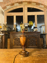 Load image into Gallery viewer, Antique Hand Carved Oak Table Lamp, Jacobean Design