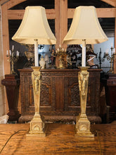 Load image into Gallery viewer, Pair of Imposing Large Brass Neo-Classical Table Lamps With Shades