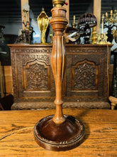 Load image into Gallery viewer, Antique English Carved Mahogany Table Lamp, Edwardian Lighting