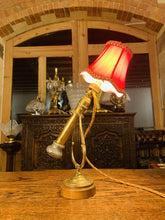 Load image into Gallery viewer, Antique Solid Brass Gimbal Ships Table Lamp, British Navy, Rail Carriage Light