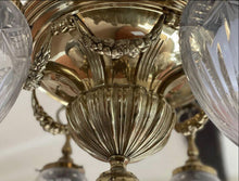 Load image into Gallery viewer, 19th Century English Bronze & Cut Glass Chandelier