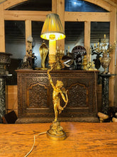 Load image into Gallery viewer, Antique 19th Century Cherub ‘Eros’ Solid Bronze Table Lamp