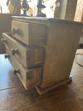 Load image into Gallery viewer, Antique Pine Tabletop Storage Chest of Drawers, Cabinet, Desktop, Original Paint