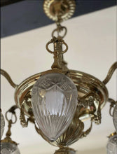 Load image into Gallery viewer, 19th Century English Bronze & Cut Glass Chandelier, Neo Classical Georgian