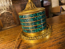 Load image into Gallery viewer, Antique 19th Century Candleabra Table Lamp, Cut Crystal, Malachite & Bronze