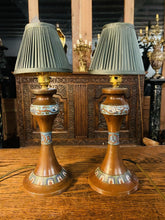 Load image into Gallery viewer, 19th Century Japanese Enamelled Bronze Cloissonne Table Lamps, Pair, Rewired