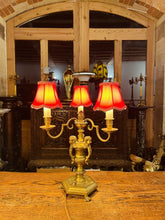 Load image into Gallery viewer, Antique Bronze 3 Branch Table Lamp, Georgian Style ‘Knole’ Candelabra, Rewired