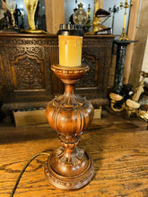 Load image into Gallery viewer, Antique Vintage Carved Wooden German Table Lamp, Traditional Lighting
