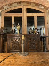 Load image into Gallery viewer, Antique Hand Beaten Pewter Arts & Crafts Table Lamp, Rewired