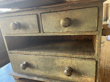 Load image into Gallery viewer, Antique Pine Tabletop Storage Chest of Drawers, Cabinet, Desktop, Original Paint