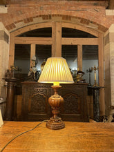 Load image into Gallery viewer, Antique Vintage Carved Wooden German Table Lamp, Traditional Lighting