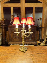 Load image into Gallery viewer, LOUIS XV STYLE GILT BRONZE ROCOCO CANDELABRA TABLE LAMP, C 1860