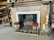 Load image into Gallery viewer, Antique Brass & Italian Red Leather Club Fender, From Stately Home