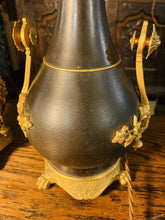 Load image into Gallery viewer, Pair Of Antique 19th Century Patinated & Gilded Bronze Baluster Table Lamps,