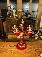 Load image into Gallery viewer, Large Handblown Murano Glass Candleabra Table Lamp By ‘Barovier & Toso’