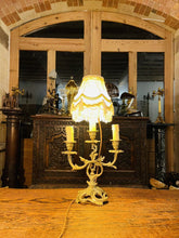 Load image into Gallery viewer, Antique Louis XVI Style French Gilded Bronze Candleabra Table Lamp, Rococo