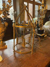 Load image into Gallery viewer, Antique Louis XVI Style Classical Brass Hall Lantern with Cylindrical Glass