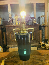 Load image into Gallery viewer, Vintage French Modernist Baluster Urn Table Lamp, Blue & Real Gold