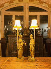 Load image into Gallery viewer, Antique Neo Classical Solid Gilded Bronze Table Lamps Depicting Roman Warriors