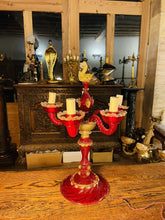 Load image into Gallery viewer, Large Handblown Murano Glass Candleabra Table Lamp By ‘Barovier & Toso’
