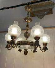 Load image into Gallery viewer, Antique Bronze 6 Arm Victorian Style Gasolier Chandelier, English Lion’s