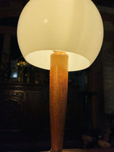 Load image into Gallery viewer, Mid Century Vintage Teak Table Lamp, Copper & Opaline Glass