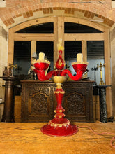Load image into Gallery viewer, Large Handblown Murano Glass Candleabra Table Lamp By ‘Barovier & Toso’