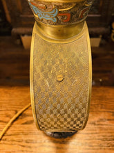 Load image into Gallery viewer, Large Antique Chinese Champleve Cloisonné Enamel Bronze Table Lamp